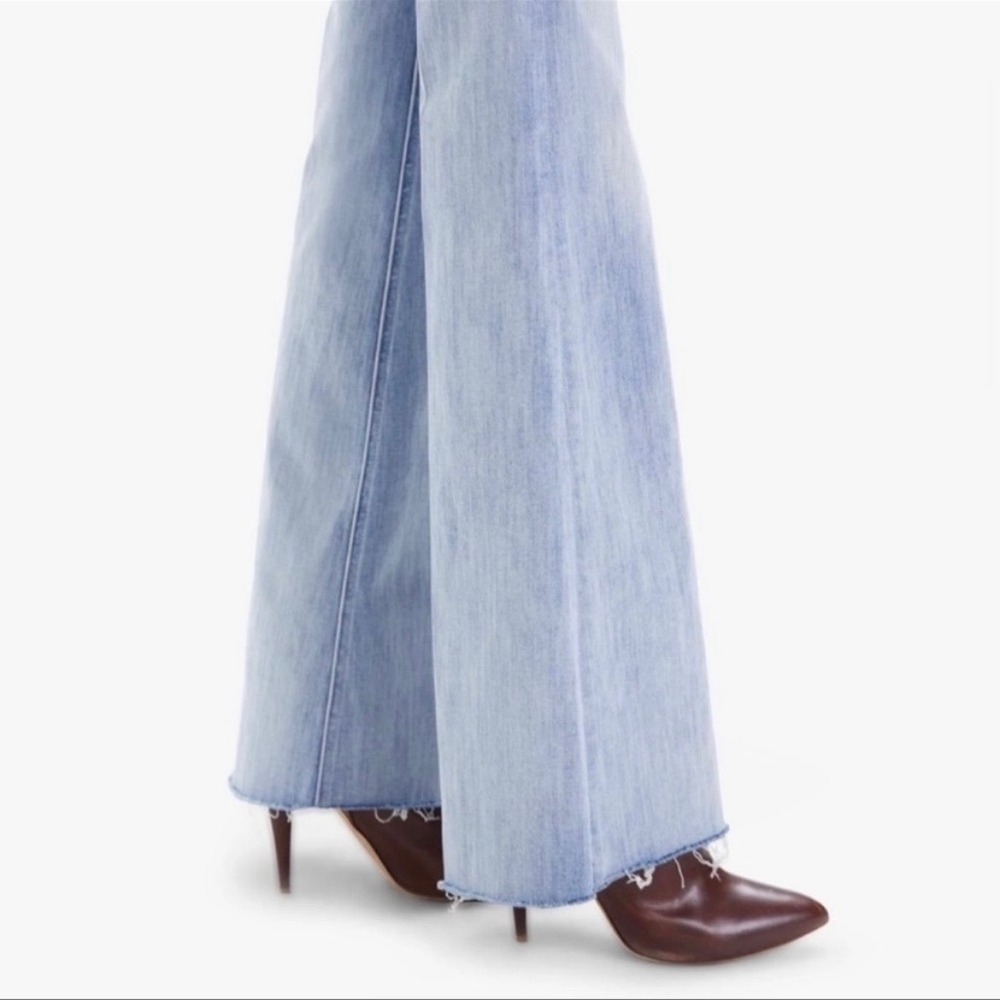 Mother The Doozy Fray Jeans Knock On Wood Light Wash High Rise Flare Size 30 - Picture 3 of 11